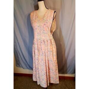 Vintage KZK Soft Pink Pinafore Fit and Flare Floral Drsss